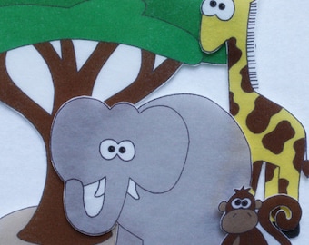 Safari Adventure - Patrón electrónico para imprimir y jugar con figuras de fieltro