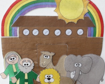 El Arca de Noé - Juego de cuentos de fieltro imprimibles / Juego de tablero de franela / Juego de narración / Piezas de tablero de fieltro / Recurso para maestros de preescolar / ECE
