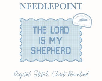 Psalm 23 The Lord is My Shepherd Needlepoint Pattern – Christian PDF Digital Download Canvas
