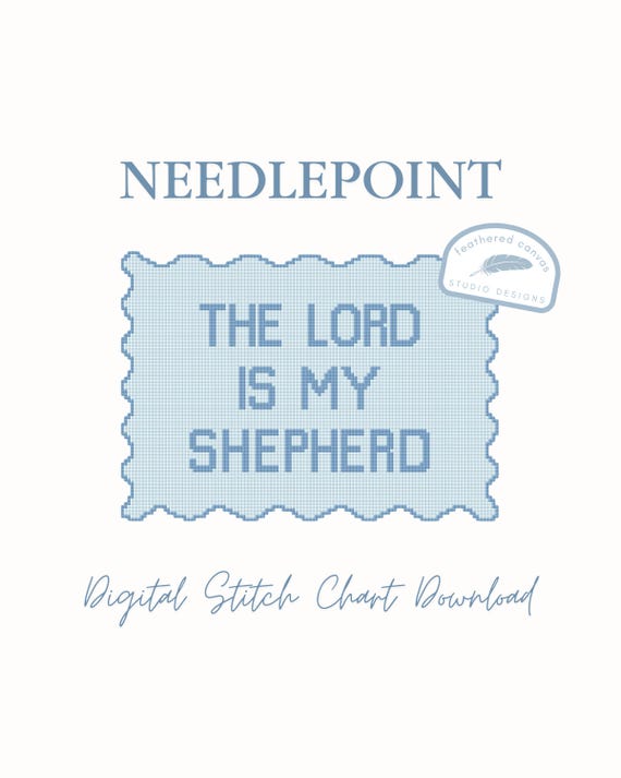 Psalm 23 The Lord is My Shepherd Needlepoint Pattern – Christian PDF Digital Download Canvas