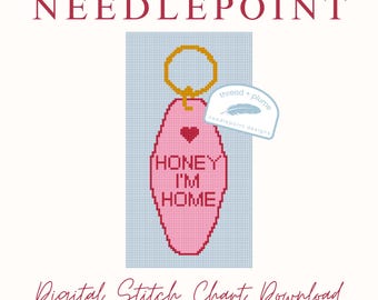 Honey I’m Home Keyfob Needlepoint Pattern – PDF Digital Download Canvas
