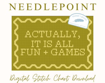 Fun and Games Needlepoint Pattern – PDF Digital Download Canvas