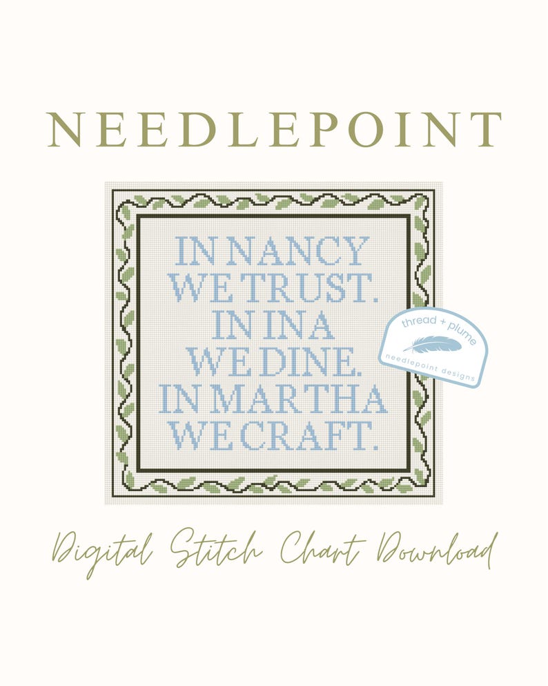 Nancy Meyers Needlepoint Pattern – Ina Garten, Martha Stewart (PDF Digital Download) image 1