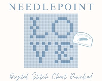 LOVE Needlepoint Pattern – PDF Digital Download Canvas