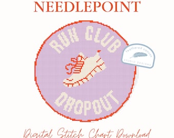 Run Club Dropout Needlepoint Pattern – PDF Digital Download Canvas