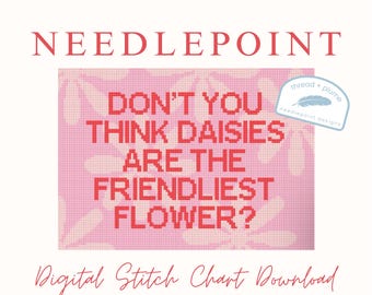 Daisies Needlepoint Pattern - You've Got Mail Inspired (PDF Digital Download)