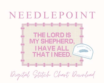 Psalm 23 Needlepoint Pattern – Christian Canvas (PDF Digital Download)