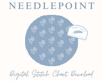 Flowers Needlepoint Pattern – PDF Digital Download Canvas