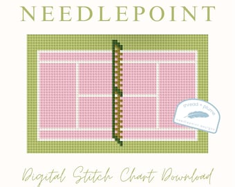 On the Court Needlepoint Pattern – PDF Digital Download Canvas