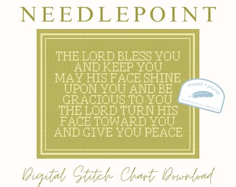 Aaronic Blessing Needlepoint Pattern – Christian PDF Digital Download Canvas
