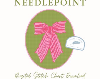 Bow Needlepoint Pattern – PDF Digital Download Canvas