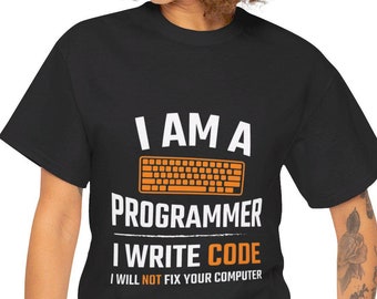 Programmer Fix Computer Humor Mens Heavy Cotton Tee