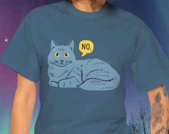 Minimalist 'No' Cat T-Shirt: Funny Sarcastic Tee