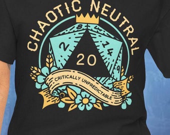 Chaotic Neutral D20 T-Shirt: Funny RPG Gamer Tee