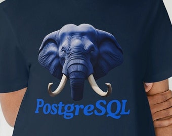 Postgres Elephant Blue DB SQL Cotton Crew Tee