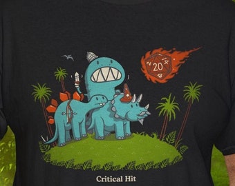 Dinosaur DnD T-Shirt: Critical Hit RPG Tee
