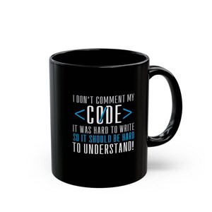 Uncommented Code Nerdy Programming Humor Black Mug (11oz, 15oz)
