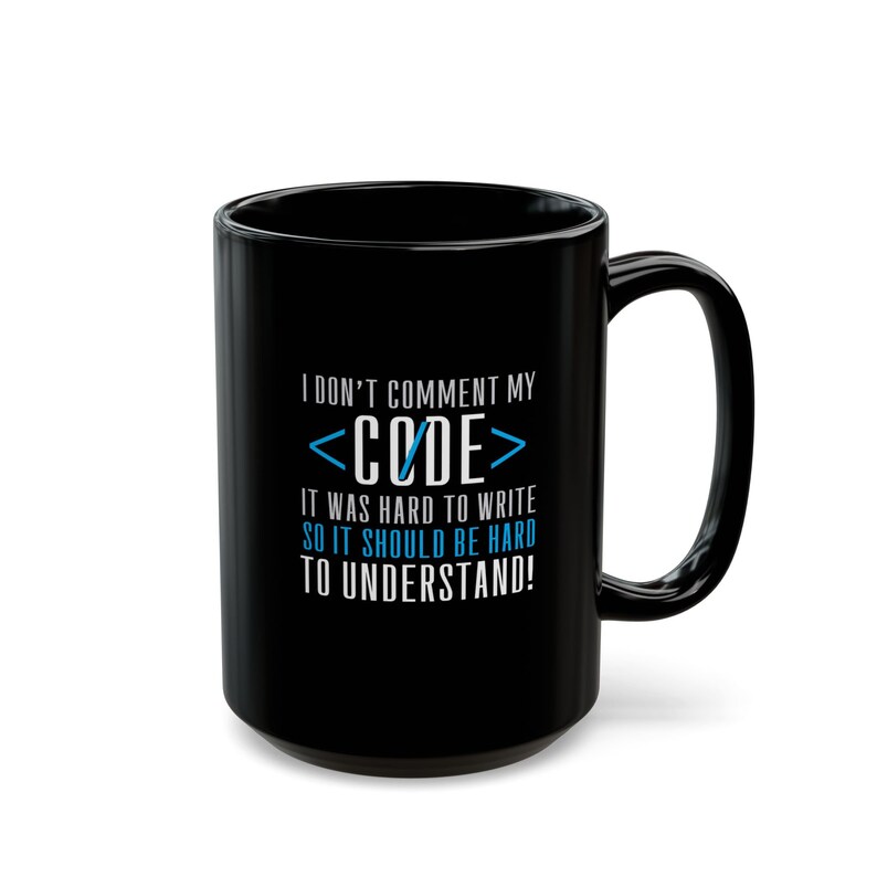 Uncommented Code Nerdy Programming Humor Black Mug (11oz, 15oz)