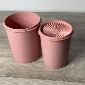 Vintage Tupperware Canister Set: Mauve Dusty Rose Pink, Starburst Lid