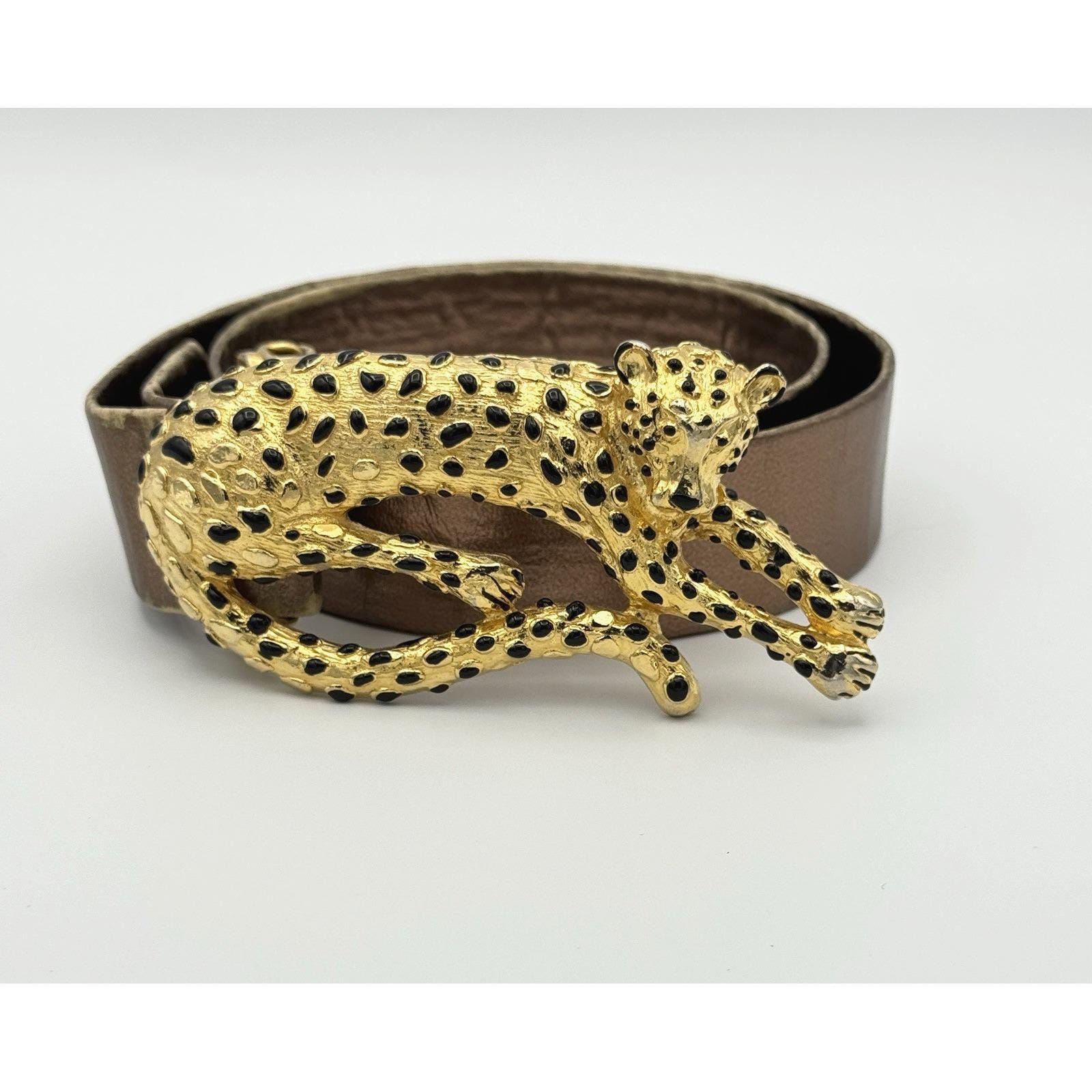 Mimi Di N | Vintage Leopard Belt Vintage MIMI Di Leopard Statement Belt Buckle, Gold Tone  main image 3