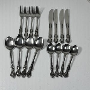 Vintage Easterling Valhalla Stainless Flatware Set 16 Pc Mid Century Cutlery Set