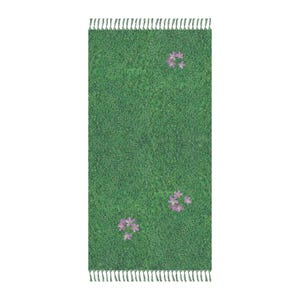 Rosa Oxalis Blumen Strandtuch, Boho Picknick Matte, Gras Print Texture