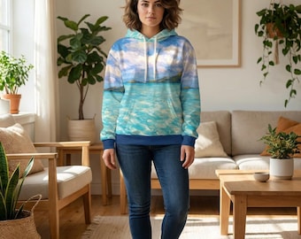 Tropical Seascape Hoodie | Ocean Painting Pullover