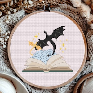 Tairn and Andarna Cross Stitch Pattern: Fourth Wing Dragons (PDF Pattern)