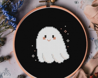 Ghost kruissteekpatroon pdf | Direct downloaden | Eenvoudige kruissteek voor beginners | Leuke Halloween Herfst Herfst Griezelig