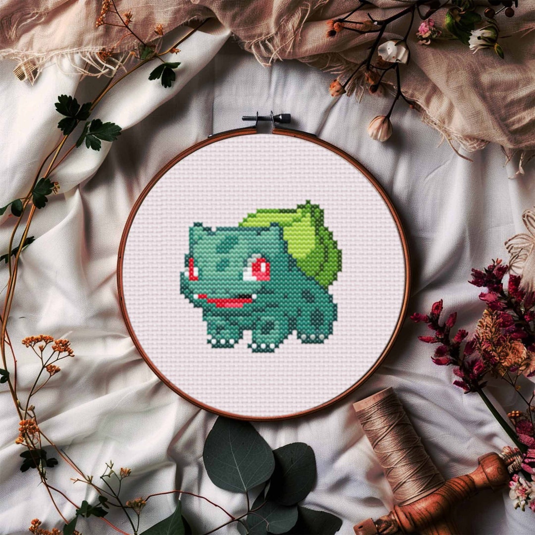 Bulbasaur Grid Pattern Bulbasaur Cross Stitch Pattern PDF | Instant Download | Modern Cross ...