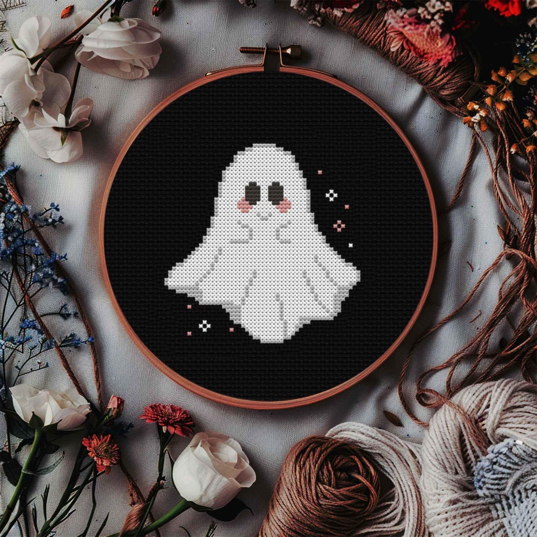 Simple Ghost Cross Stitch Pattern: Easy Halloween Spooky (PDF Pattern ...