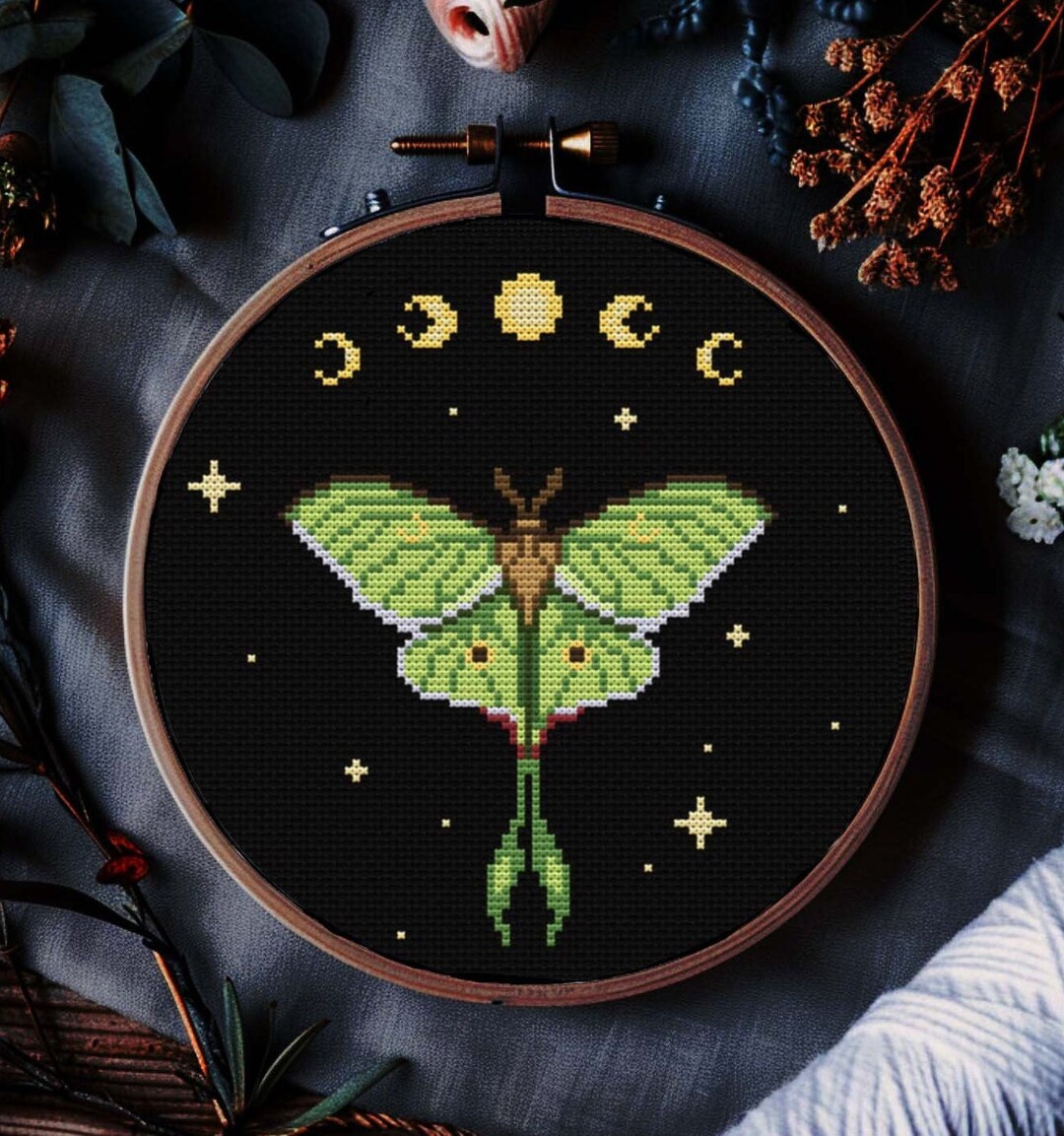 Luna Moth Cross Stitch Pattern PDF | Instant Download | Modern Cross ...