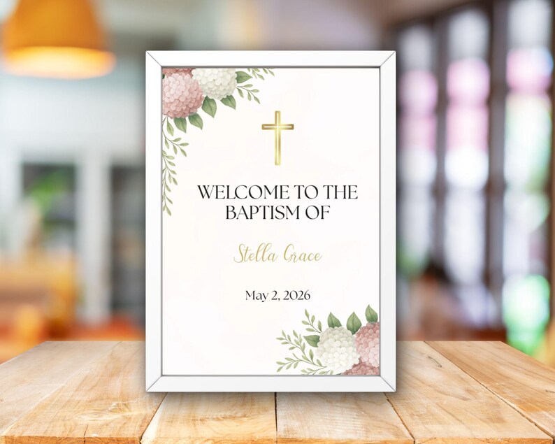 Baptism Welcome Sign, Personalized Baptism Decorations, Custom Baptism ...