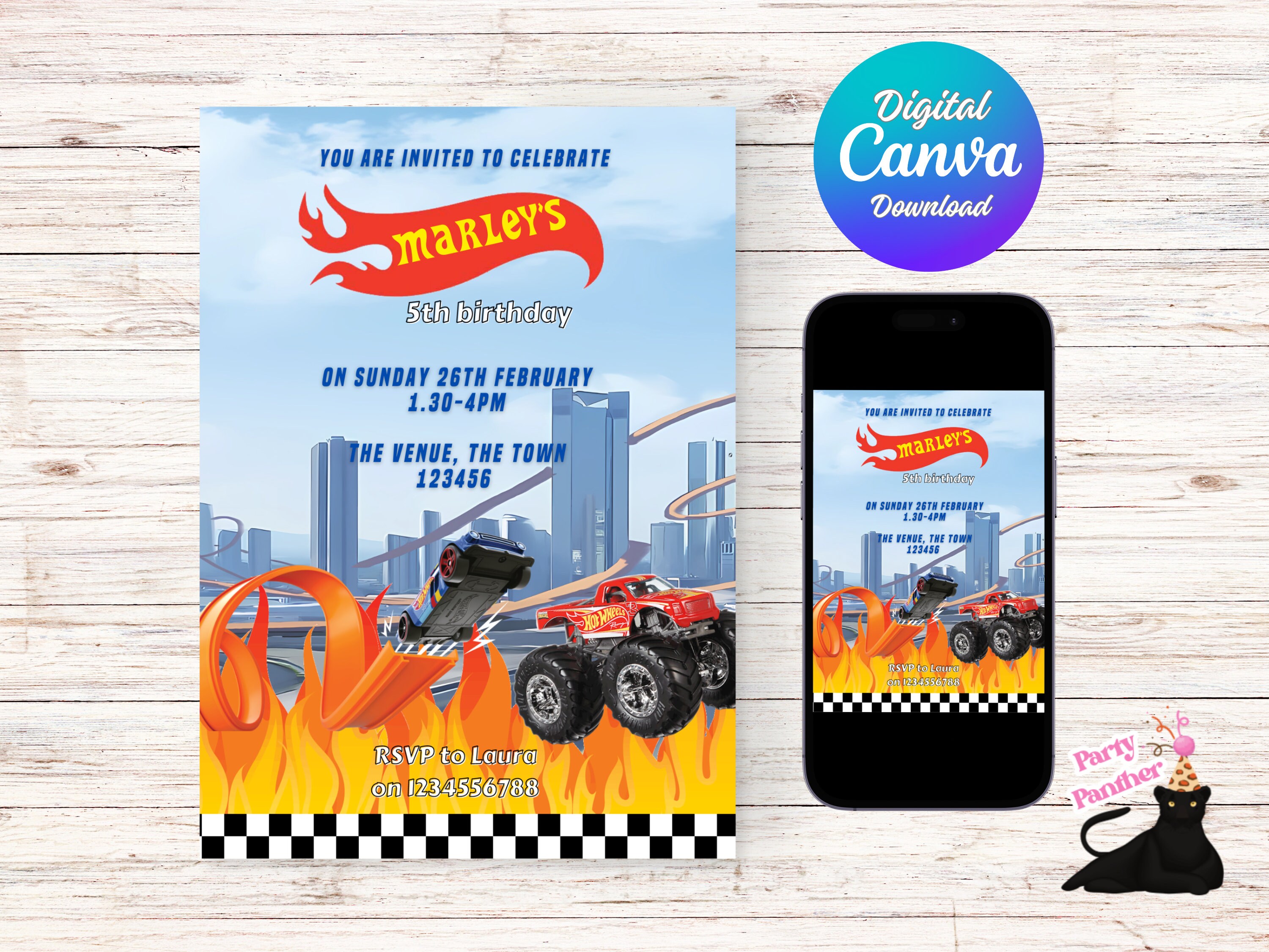 Editable Hot Wheels Birthday Invitation Template Boys Race Car
