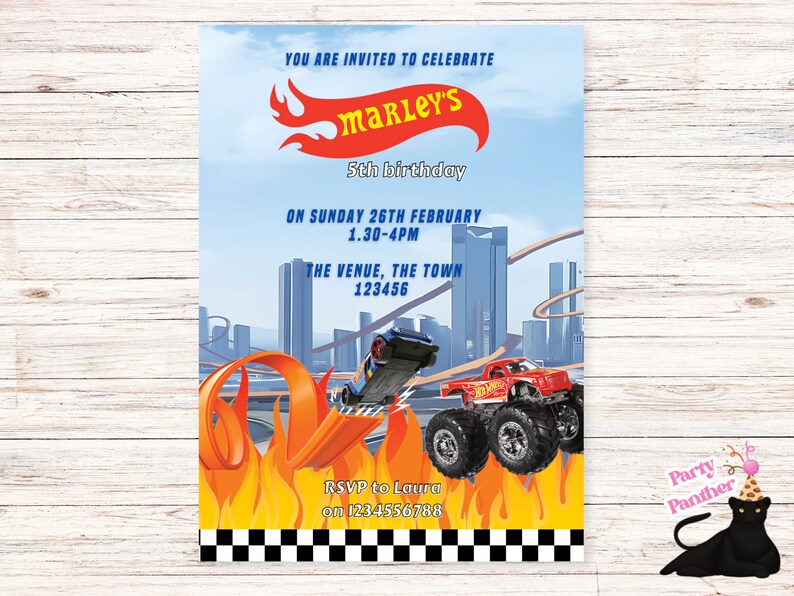 Editable Hot Wheels Birthday Invitation Template Boys Race Car