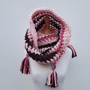 Enid Inspired Snood Wednesday Addams Scarf Infinity Scarf with Tassels Nevermore image 1