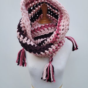 Enid Inspired Snood Wednesday Addams Scarf Infinity Scarf with Tassels Nevermore image 4