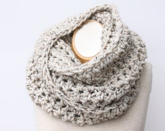 Handmade Chunky Crochet Infinity Scarf: Lambswool Blend, Choose Your Color