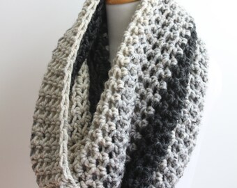 Ombre Scarf, Ombre Infinity Scarf, Oversized Infinity Scarf, Oversized Knit Scarf, Large Infinity Scarf, Snood, Chunky Knit