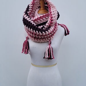 Enid Inspired Snood Wednesday Addams Scarf Infinity Scarf with Tassels Nevermore image 7