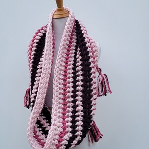 Enid Inspired Snood Wednesday Addams Scarf Infinity Scarf with Tassels Nevermore image 8