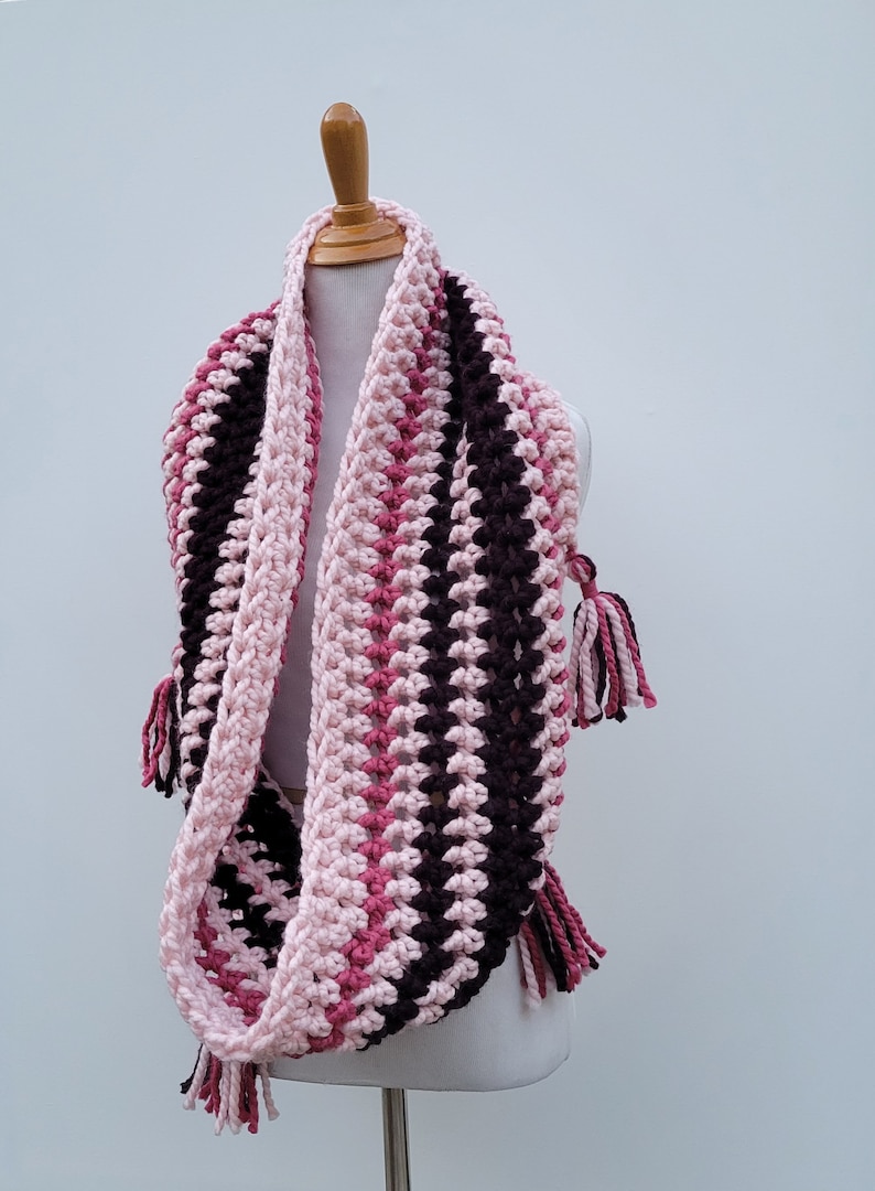 Enid Inspired Snood Wednesday Addams Scarf Infinity Scarf with Tassels Nevermore image 8