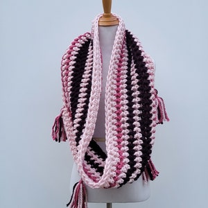 Enid Inspired Snood Wednesday Addams Scarf Infinity Scarf with Tassels Nevermore image 9