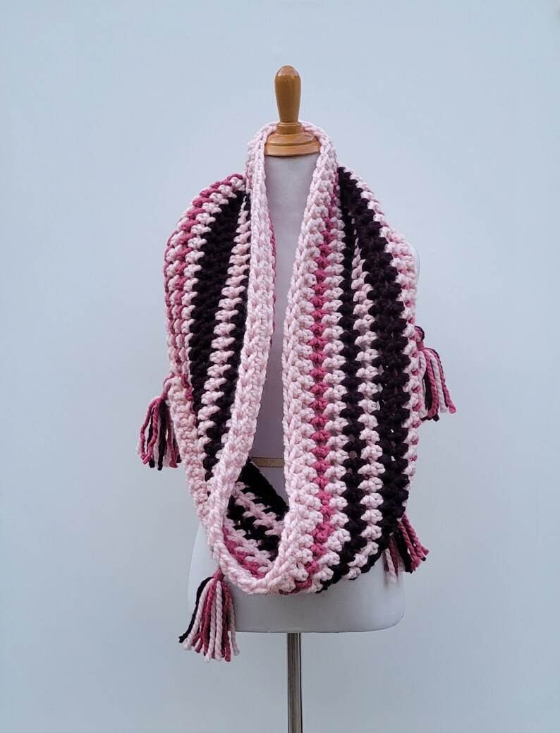 Enid Inspired Snood Wednesday Addams Scarf Infinity Scarf with Tassels Nevermore image 9