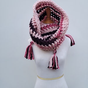 Enid Inspired Snood Wednesday Addams Scarf Infinity Scarf with Tassels Nevermore image 2