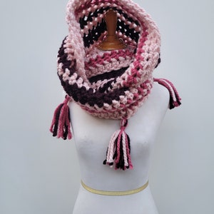 Enid Inspired Snood Wednesday Addams Scarf Infinity Scarf with Tassels Nevermore image 3