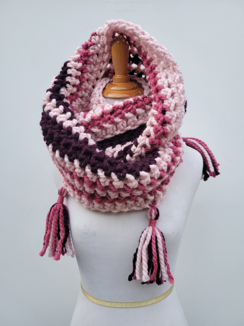Enid Inspired Snood Wednesday Addams Scarf Infinity Scarf with Tassels Nevermore image 5
