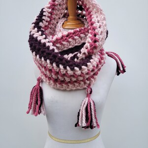 Enid Inspired Snood Wednesday Addams Scarf Infinity Scarf with Tassels Nevermore image 6