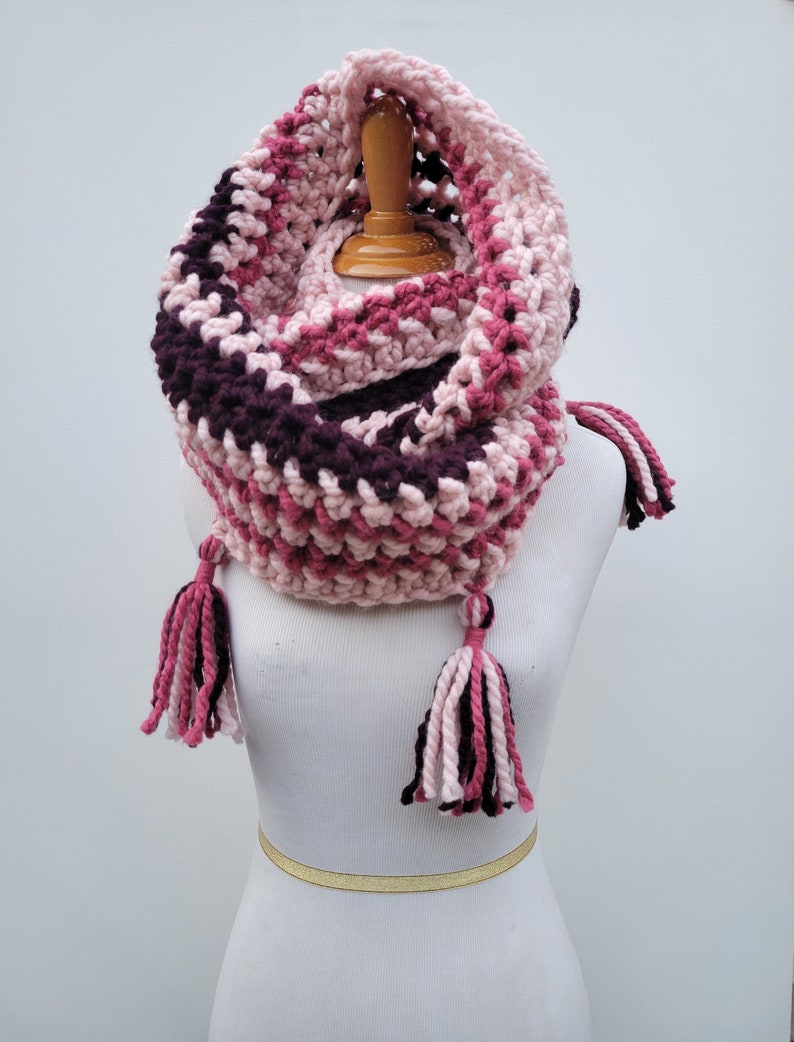 Enid Inspired Snood Wednesday Addams Scarf Infinity Scarf with Tassels Nevermore image 6