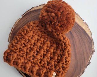 Luxury Beanie | 100% Natural Wool Hat | Chunky Hat | Peruvian Wool Beanie, Knit Hat | Wool Pom Beanie | Wool Pom Hat | Ski Beanie